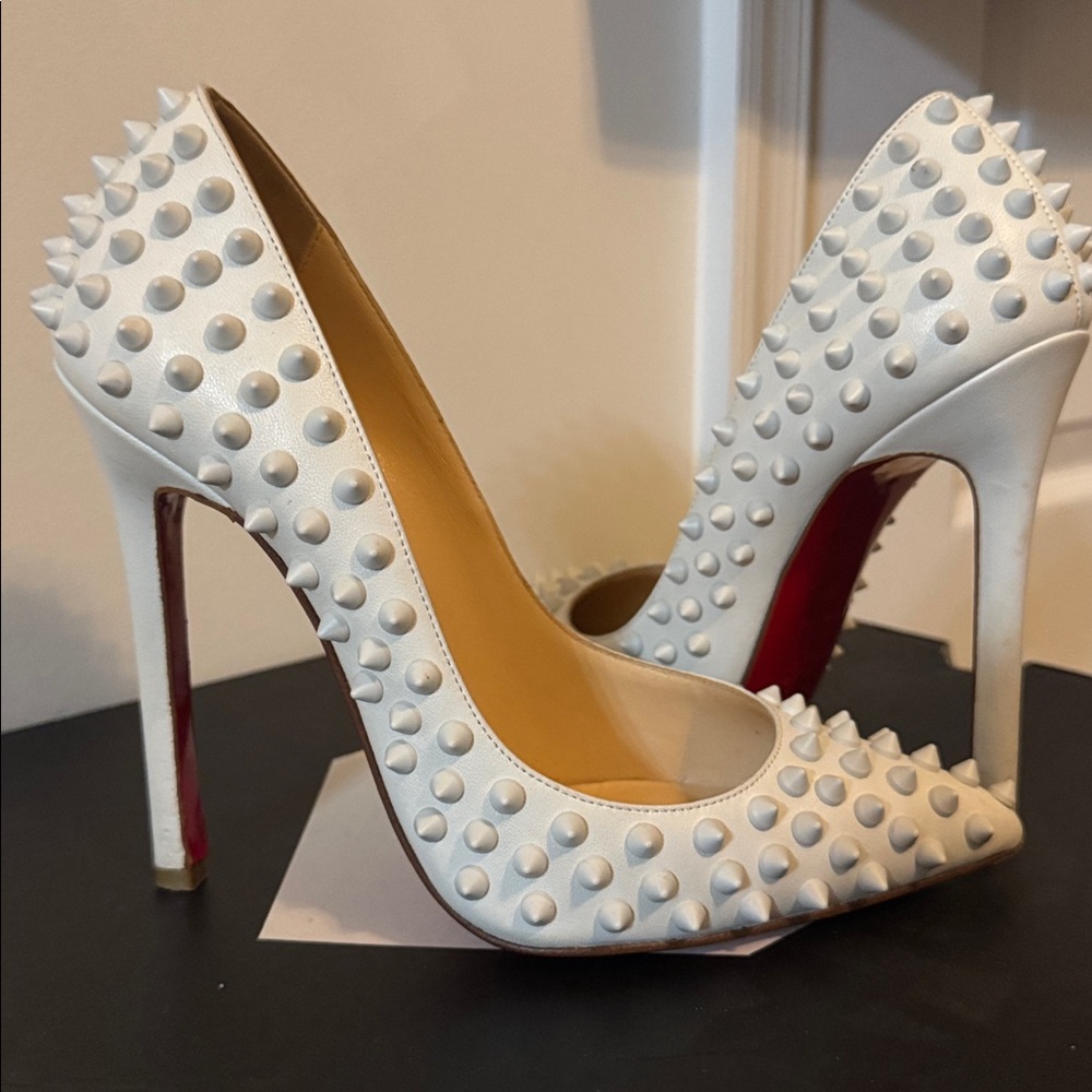 Christian Louboutin White Spiked Pumps - Picture 5 of 7